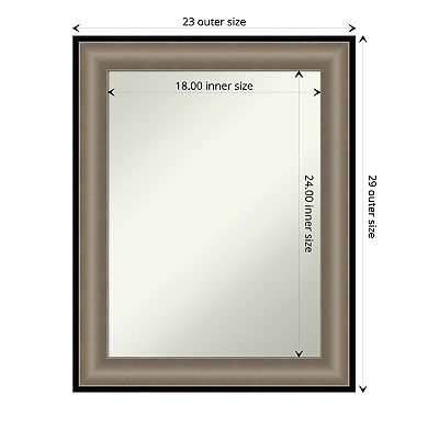 Amanti Art Non-Beveled Bathroom Wall Mirror Imperial Silver Frame