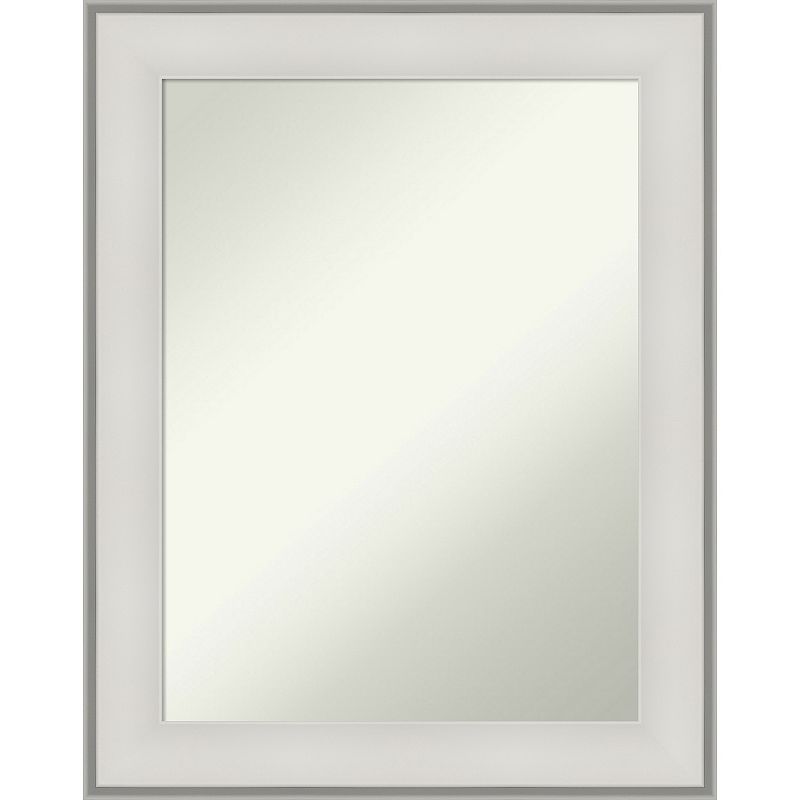 Amanti Art Non-Beveled Bathroom Wall Mirror Imperial Silver Frame, White