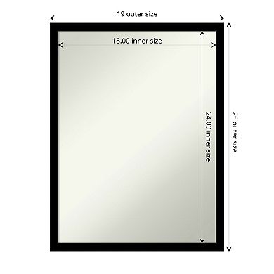 Amanti Art Non-Beveled Bathroom Wall Mirror Jet Black Frame