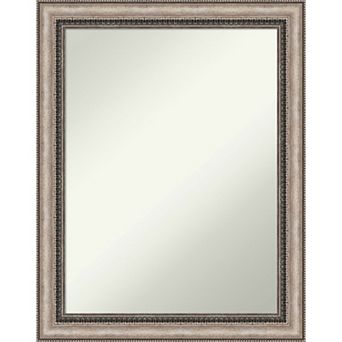 Amanti Art Non-Beveled Bathroom Wall Mirror Lyla Ornate Silver Frame