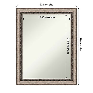 Amanti Art Non-Beveled Bathroom Wall Mirror Lyla Ornate Silver Frame