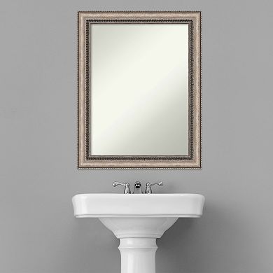 Amanti Art Non-Beveled Bathroom Wall Mirror Lyla Ornate Silver Frame