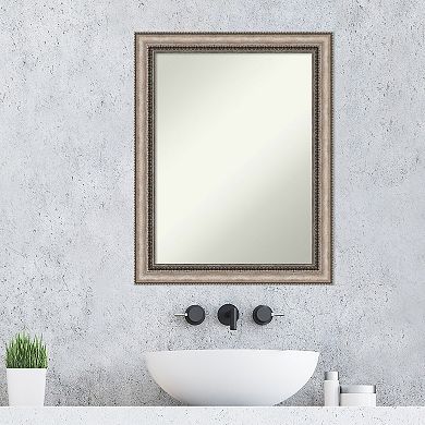 Amanti Art Non-Beveled Bathroom Wall Mirror Lyla Ornate Silver Frame