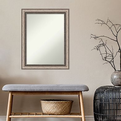 Amanti Art Non-Beveled Bathroom Wall Mirror Lyla Ornate Silver Frame