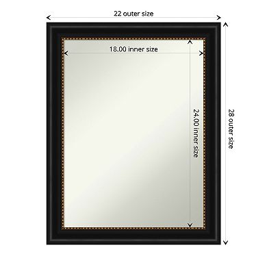 Amanti Art Non-Beveled Bathroom Wall Mirror Manhattan Black Frame