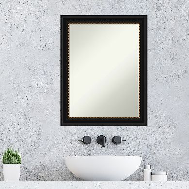 Amanti Art Non-Beveled Bathroom Wall Mirror Manhattan Black Frame