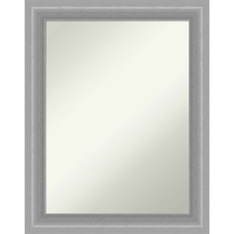Amanti Art Non-Beveled Bathroom Wall Mirror Peak Polished Nickel Narrow Frame