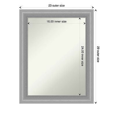 Amanti Art Non-Beveled Bathroom Wall Mirror Peak Polished Nickel Narrow Frame