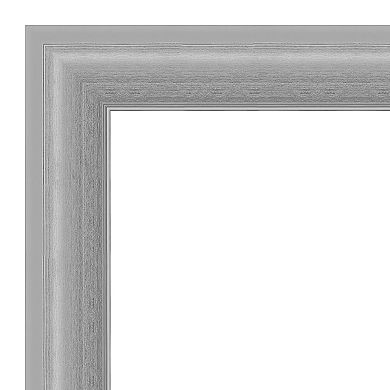 Amanti Art Non-Beveled Bathroom Wall Mirror Peak Polished Nickel Narrow Frame