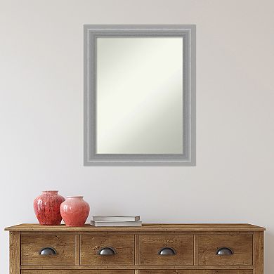 Amanti Art Non-Beveled Bathroom Wall Mirror Peak Polished Nickel Narrow Frame