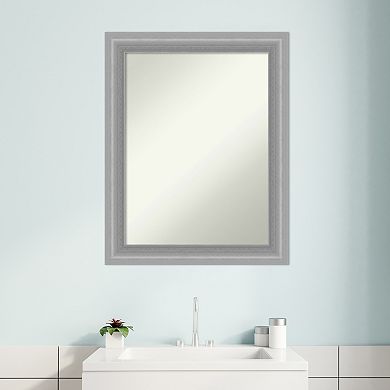 Amanti Art Non-Beveled Bathroom Wall Mirror Peak Polished Nickel Narrow Frame