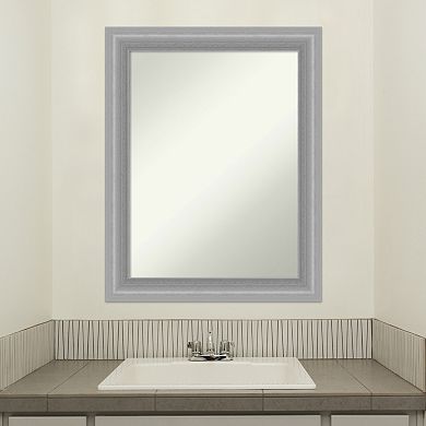 Amanti Art Non-Beveled Bathroom Wall Mirror Peak Polished Nickel Narrow Frame