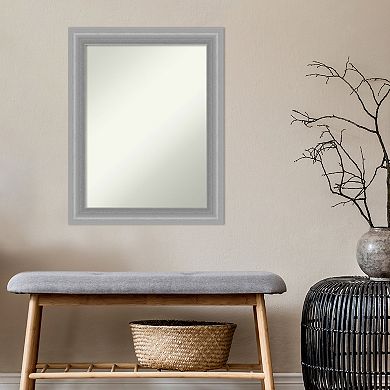 Amanti Art Non-Beveled Bathroom Wall Mirror Peak Polished Nickel Narrow Frame