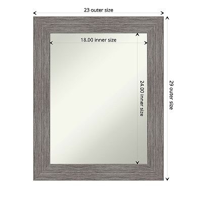 Amanti Art Non-Beveled Bathroom Wall Mirror Pinstripe Plank Grey Frame