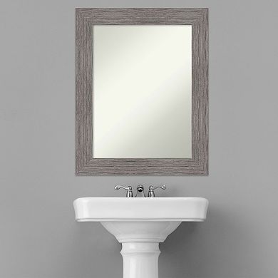 Amanti Art Non-Beveled Bathroom Wall Mirror Pinstripe Plank Grey Frame
