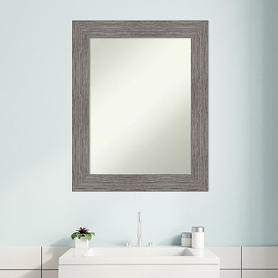 Amanti Art Non-Beveled Bathroom Wall Mirror Pinstripe Plank Grey Frame