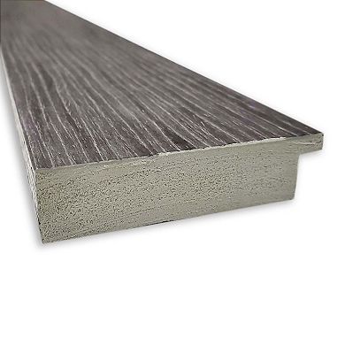 Amanti Art Non-Beveled Bathroom Wall Mirror Pinstripe Plank Grey Frame