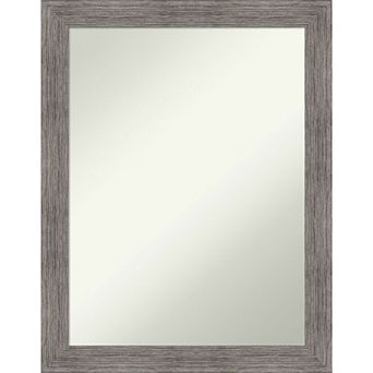 Amanti Art Non-Beveled Bathroom Wall Mirror Pinstripe Plank Grey Narrow Frame
