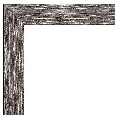 Amanti Art Non-Beveled Bathroom Wall Mirror Pinstripe Plank Grey Narrow Frame