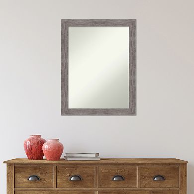 Amanti Art Non-Beveled Bathroom Wall Mirror Pinstripe Plank Grey Narrow Frame