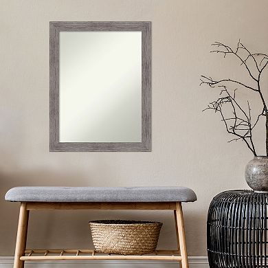 Amanti Art Non-Beveled Bathroom Wall Mirror Pinstripe Plank Grey Narrow Frame