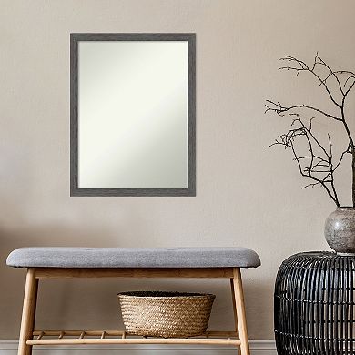 Amanti Art Non-Beveled Bathroom Wall Mirror Pinstripe Plank Grey Thin Frame