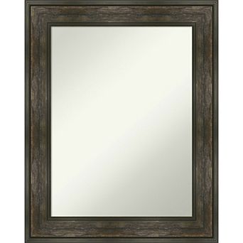 Amanti Art Non-Beveled Bathroom Wall Mirror Rail Rustic Char Frame