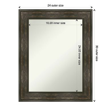 Amanti Art Non-Beveled Bathroom Wall Mirror Rail Rustic Char Frame