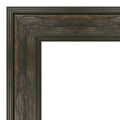 Amanti Art Non-Beveled Bathroom Wall Mirror Rail Rustic Char Frame