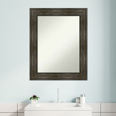 Amanti Art Non-Beveled Bathroom Wall Mirror Rail Rustic Char Frame