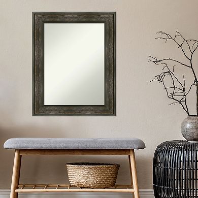 Amanti Art Non-Beveled Bathroom Wall Mirror Rail Rustic Char Frame