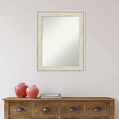 Amanti Art Non-Beveled Bathroom Wall Mirror Regal Birch Cream Frame