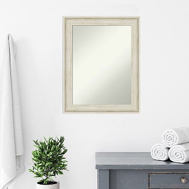 Amanti Art Non-Beveled Bathroom Wall Mirror Regal Birch Cream Frame