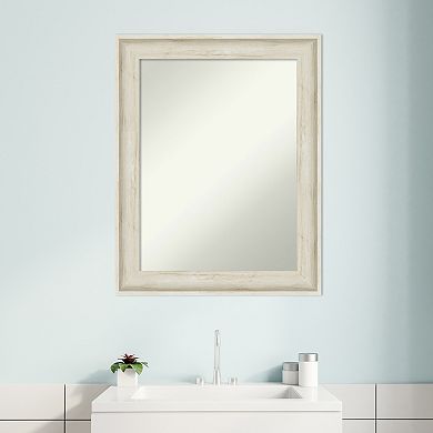 Amanti Art Non-Beveled Bathroom Wall Mirror Regal Birch Cream Frame