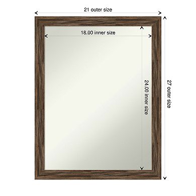 Amanti Art Non-Beveled Wood Bathroom Wall Mirror Regis Barnwood Grey Narrow Frame