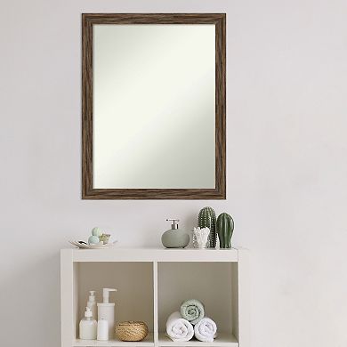 Amanti Art Non-Beveled Wood Bathroom Wall Mirror Regis Barnwood Grey Narrow Frame