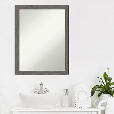 Amanti Art Non-Beveled Wood Bathroom Wall Mirror Regis Barnwood Grey Narrow Frame