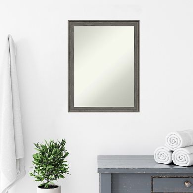 Amanti Art Non-Beveled Wood Bathroom Wall Mirror Regis Barnwood Grey Narrow Frame