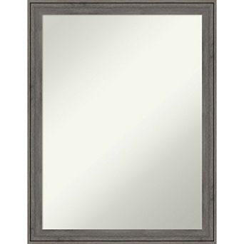 Amanti Art Non-Beveled Wood Bathroom Wall Mirror Regis Barnwood Grey Narrow Frame