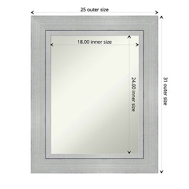 Amanti Art Romano Silver Finish Bathroom Wall Mirror
