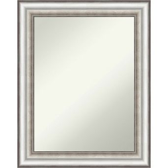 Amanti Art Non-Beveled Bathroom Wall Mirror Salon Silver Frame