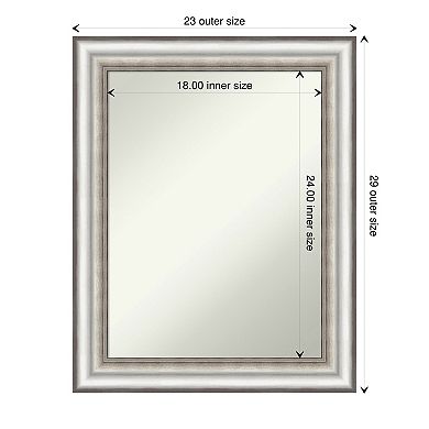 Amanti Art Non-Beveled Bathroom Wall Mirror Salon Silver Frame