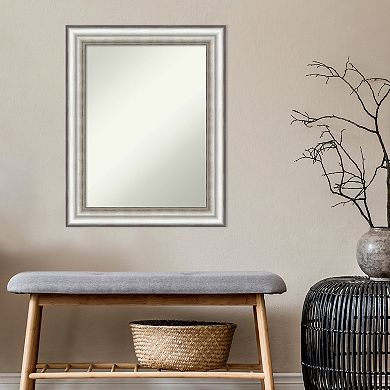 Amanti Art Non-Beveled Bathroom Wall Mirror Salon Silver Frame
