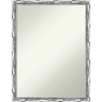 Amanti Art Non-Beveled Bathroom Wall Mirror Scratched Wave Chrome Frame