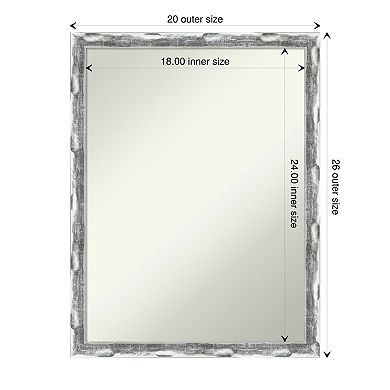 Amanti Art Non-Beveled Bathroom Wall Mirror Scratched Wave Chrome Frame