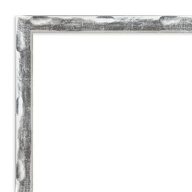 Amanti Art Non-Beveled Bathroom Wall Mirror Scratched Wave Chrome Frame