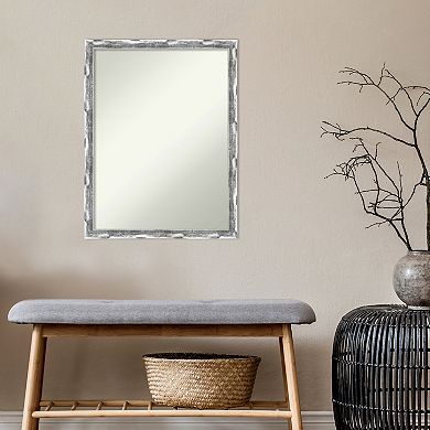 Amanti Art Non-Beveled Bathroom Wall Mirror Scratched Wave Chrome Frame