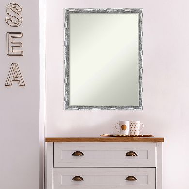 Amanti Art Non-Beveled Bathroom Wall Mirror Scratched Wave Chrome Frame