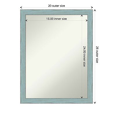 Amanti Art Sky Blue Rustic Bathroom Wall Mirror