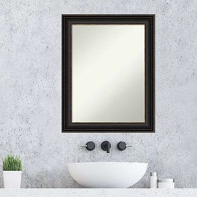 Amanti Art Non-Beveled Bathroom Wall Mirror Trio White Wash Silver Frame